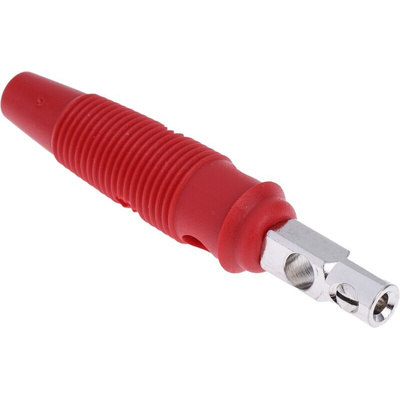 Hirschmann Test & Measurement Red Male Banana Plug, 4 mm Connector, Screw Termination, 16A, 60V dc, Nickel Plating