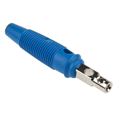 Hirschmann Test & Measurement Blue Male Banana Plug, 4 mm Connector, Screw Termination, 16A, 60 V, 60V dc, Nickel