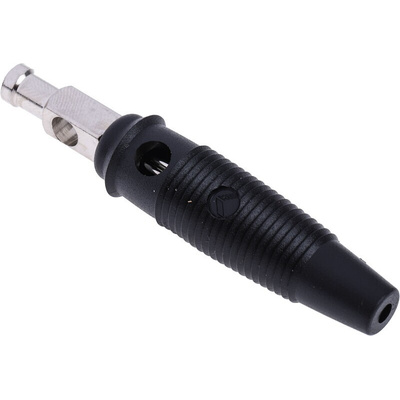 Hirschmann Test & Measurement Black Male Banana Plug, 4 mm Connector, Solder Termination, 30A, 30 V ac, 60V dc, Nickel
