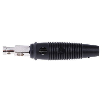 Hirschmann Test & Measurement Black Male Banana Plug, 4 mm Connector, Solder Termination, 30A, 30 V ac, 60V dc, Nickel
