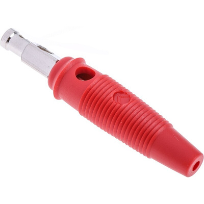 Hirschmann Test & Measurement Red Male Banana Plug, 4 mm Connector, Solder Termination, 30A, 30 V ac, 60V dc, Nickel