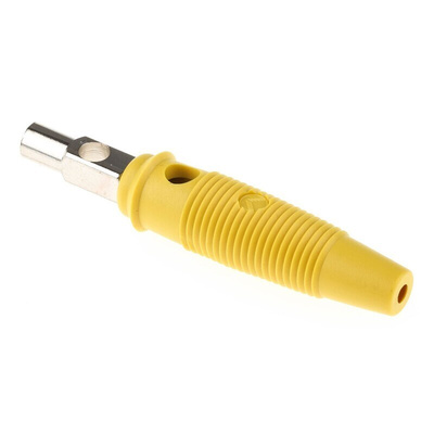 Hirschmann Test & Measurement Yellow Male Banana Plug, 4 mm Connector, Screw Termination, 16A, 60V dc, Nickel Plating