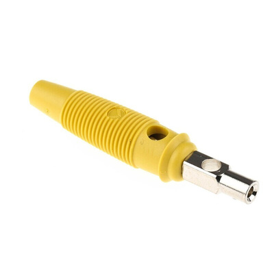 Hirschmann Test & Measurement Yellow Male Banana Plug, 4 mm Connector, Screw Termination, 16A, 60V dc, Nickel Plating