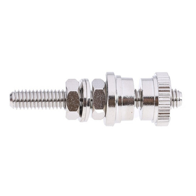 RS PRO 30A, Silver Binding Post With Brass Contacts and Nickel Plated - 5mm Hole Diameter