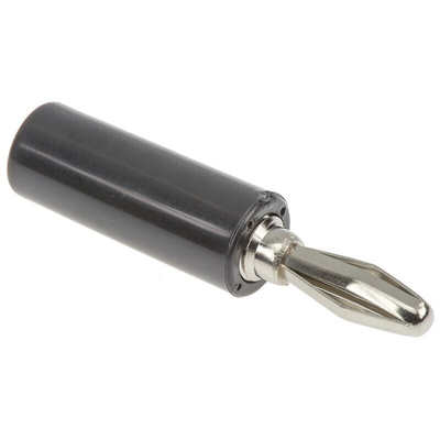 Mueller Electric Black Male Banana Plug, 4 mm Connector, 15A, Nickel Plating