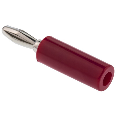 Mueller Electric Red Male Banana Plug, 4 mm Connector, 15A, Nickel Plating