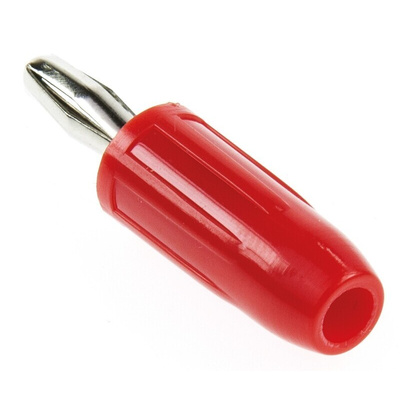 Mueller Electric Red Male Banana Plug, 4 mm Connector, 15A, Nickel Plating