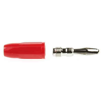 Mueller Electric Red Male Banana Plug, 4 mm Connector, 15A, Nickel Plating