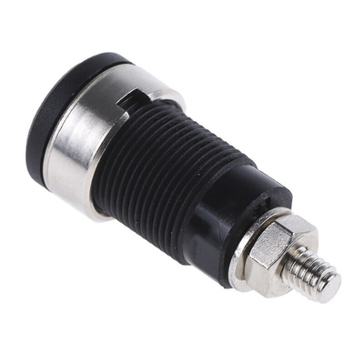 Schutzinger Black Female Banana Socket, 4 mm Connector, Screw Termination, 32A, 1000V, Nickel Plating