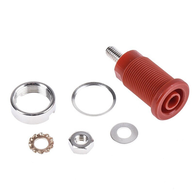 Schutzinger Red Female Banana Socket, 4 mm Connector, Screw Termination, 32A, 1000V, Nickel Plating