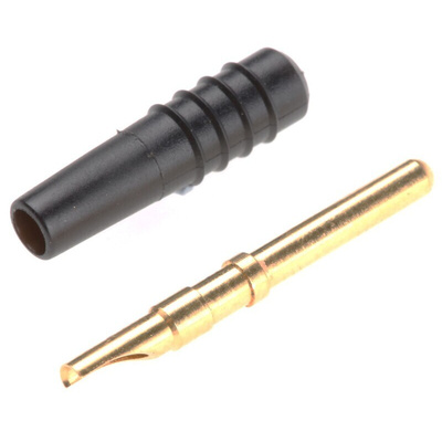 Staubli Black Male Test Plug, 2mm Connector, Solder Termination, 10A, 30 V, 60V dc, Gold Plating