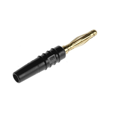 Staubli Black Male Banana Plug, 2mm Connector, Solder Termination, 10A, 30 V, 60V dc, Gold Plating