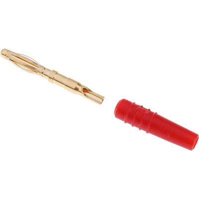 Staubli Red Male Banana Plug, 2mm Connector, Solder Termination, 10A, 30 V, 60V dc, Gold Plating