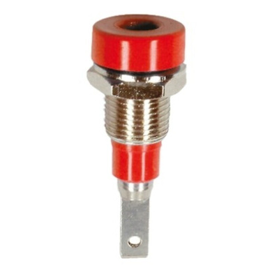 Staubli Red Female Banana Socket, 2mm Connector, Tab Termination, 10A, 30 V, 60V dc, Silver Plating
