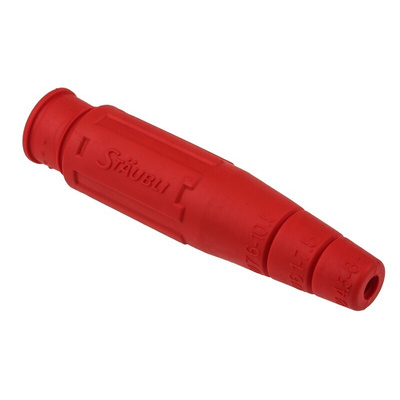 Staubli Red Male Test Plug, 6 mm Connector, Crimp Termination, 100A, 600V, Silver Plating