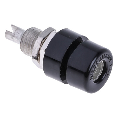Hirschmann Test & Measurement Black Female Banana Socket, 4 mm Connector, Solder Termination, 32A, 30 V ac, 60V dc, Tin