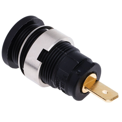 Hirschmann Test & Measurement Black Female Banana Socket, 4 mm Connector, Tab Termination, 25A, 1000V ac/dc, Gold