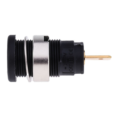 Hirschmann Test & Measurement Black Female Banana Socket, 4 mm Connector, Tab Termination, 25A, 1000V ac/dc, Gold