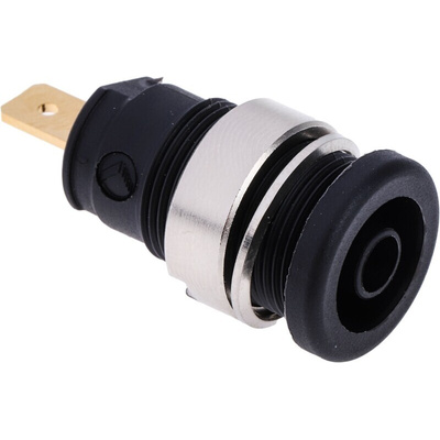 Hirschmann Test & Measurement Black Female Banana Socket, 4 mm Connector, Tab Termination, 25A, 1000V ac/dc, Gold