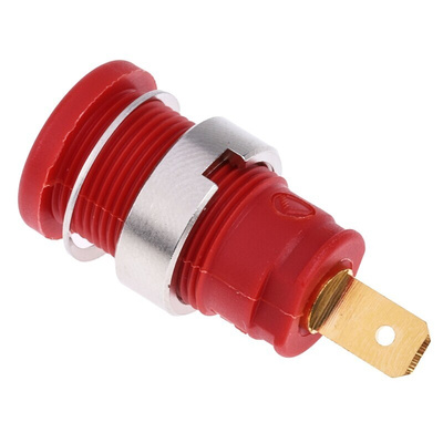 Hirschmann Test & Measurement Red Female Banana Socket, 4 mm Connector, Tab Termination, 25A, 1000V ac/dc, Gold Plating