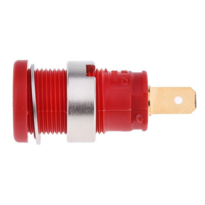 Hirschmann Test & Measurement Red Female Banana Socket, 4 mm Connector, Tab Termination, 25A, 1000V ac/dc, Gold Plating