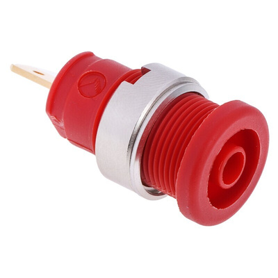 Hirschmann Test & Measurement Red Female Banana Socket, 4 mm Connector, Tab Termination, 25A, 1000V ac/dc, Gold Plating
