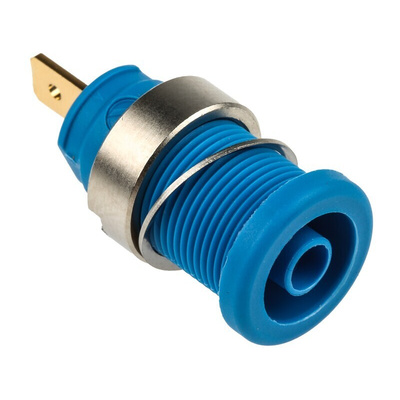 Hirschmann Test & Measurement Blue Female Banana Socket, 4 mm Connector, Tab Termination, 25A, 1000V ac/dc, Gold Plating