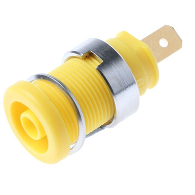 Hirschmann Test & Measurement Yellow Female Banana Socket, 4 mm Connector, Tab Termination, 25A, 1000V ac/dc, Gold