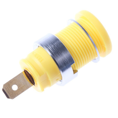 Hirschmann Test & Measurement Yellow Female Banana Socket, 4 mm Connector, Tab Termination, 25A, 1000V ac/dc, Gold