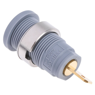 Hirschmann Test & Measurement Grey Female Banana Socket, 4 mm Connector, Tab Termination, 25A, 1000V ac/dc, Gold Plating