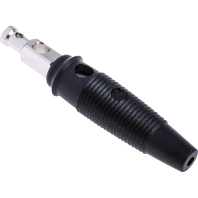 Hirschmann Test & Measurement Black Male Banana Plug, 4 mm Connector, Solder Termination, 30A, 30 V ac, 60V dc, Nickel