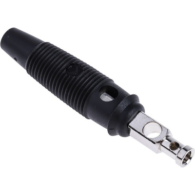 Hirschmann Test & Measurement Black Male Banana Plug, 4 mm Connector, Solder Termination, 30A, 30 V ac, 60V dc, Nickel