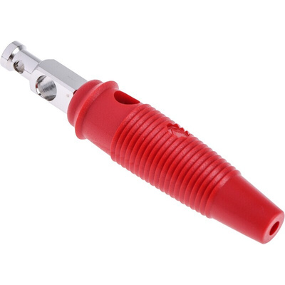 Hirschmann Test & Measurement Red Male Banana Plug, 4 mm Connector, Solder Termination, 30A, 30 V ac, 60V dc, Nickel