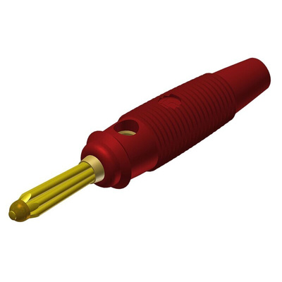 Hirschmann Test & Measurement Red Male Banana Plug, 4 mm Connector, Solder Termination, 30A, 30 V ac, 60V dc, Gold,