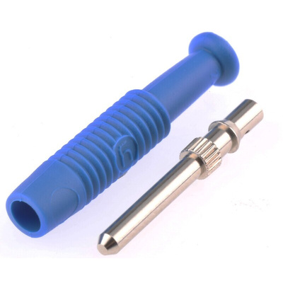Hirschmann Test & Measurement Blue Male Banana Plug, 2mm Connector, Solder Termination, 6A, 60V dc, Nickel Plating