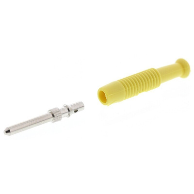 Hirschmann Test & Measurement Yellow Male Banana Plug, 2mm Connector, Solder Termination, 6A, 60V dc, Nickel Plating