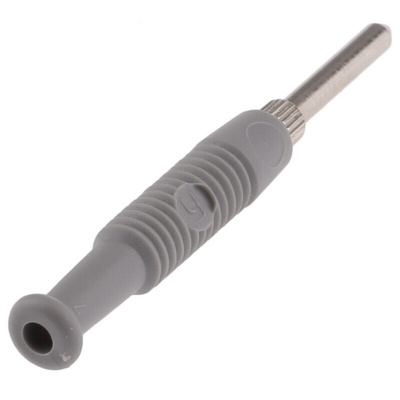 Hirschmann Test & Measurement Grey Male Banana Plug, 2mm Connector, Solder Termination, 6A, 60V dc, Nickel Plating