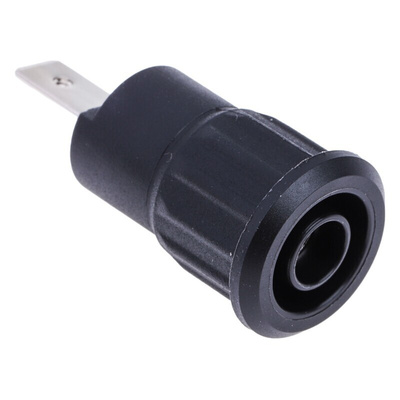 Staubli Black Female Banana Socket, 4 mm Connector, Tab Termination, 24A, 1000V, Nickel Plating