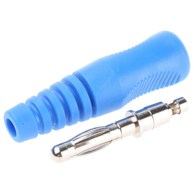 binder Blue Male Banana Plug, 4 mm Connector, 16A, 50V, Nickel Plating