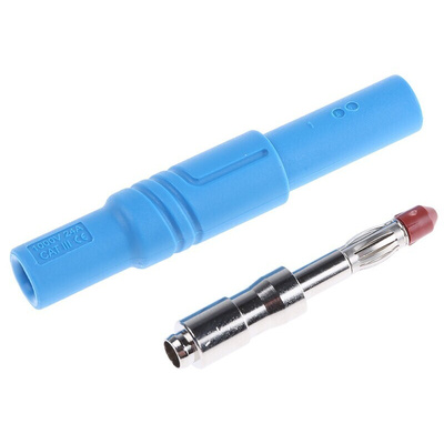 Hirschmann Test & Measurement Blue Male Banana Plug, 4 mm Connector, Screw Termination, 24A, 1000V ac/dc, Nickel Plating