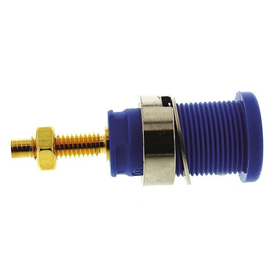 Hirschmann Test & Measurement Blue Female Banana Socket, 4 mm Connector, Solder Termination, 32A, 1000V ac/dc, Gold