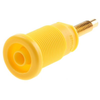 Hirschmann Test & Measurement Yellow Female Banana Socket, 4 mm Connector, Solder Termination, 32A, 1000V ac/dc, Gold