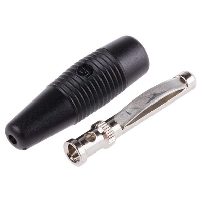 Hirschmann Test & Measurement Black Male Banana Plug - Solder, 30 V ac, 60 V dc