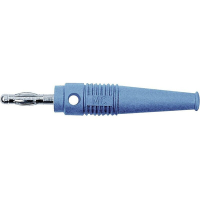 Staubli Blue Male Banana Plug, 4 mm Connector, Solder Termination, 32A, 30 V, 60V dc, Nickel Plating