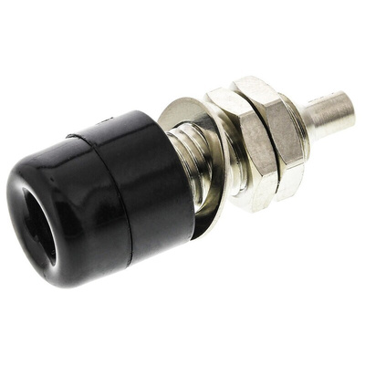 Schutzinger Black Female Banana Socket, 4 mm Connector, Solder Termination, 20A, Nickel Plating