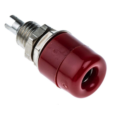 Schutzinger Red Female Banana Socket, 4 mm Connector, Solder Termination, 20A, 30 V ac, 60V dc, Nickel Plating