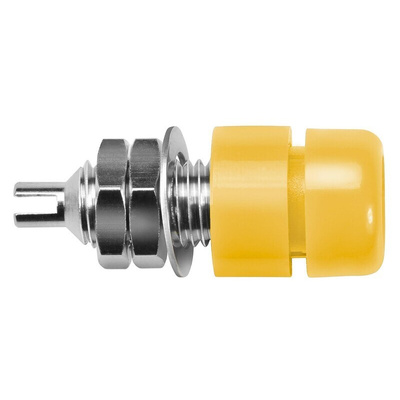 Schutzinger Yellow Female Banana Socket, 4 mm Connector, Solder Termination, 20A