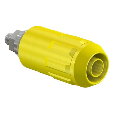 Staubli Yellow Female Banana Socket, 4 mm Connector, Bolt Termination, 20A, 1000V, Nickel Plating