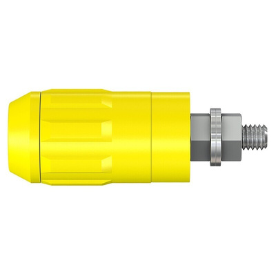Staubli Yellow Female Banana Socket, 4 mm Connector, Bolt Termination, 20A, 1000V, Nickel Plating
