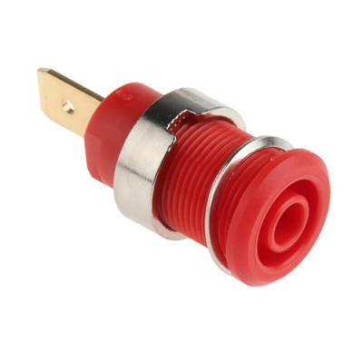 Staubli Red Female Banana Socket, 4 mm Connector, Tab Termination, 32A, 1000V, Gold Plating